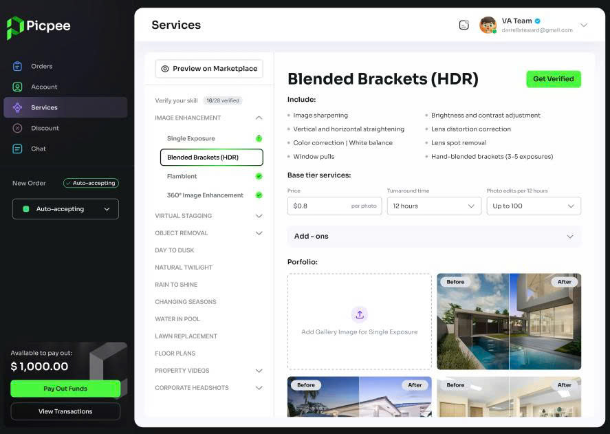 Portfolio upload interface