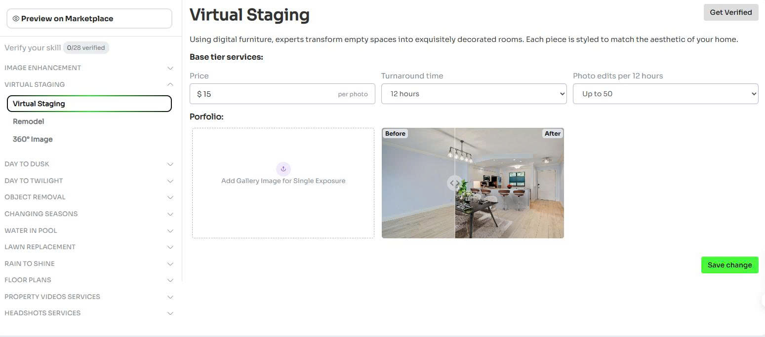 Service registration form